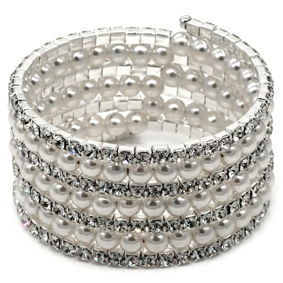 My Bead Emporium Jewelry - Memory wire bracelet with 7 strands and rhinestones.